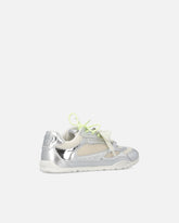 Laminated sneakers with double laces and jewel details - Silver | Pinko