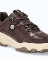 Sneakers in pelle con lacci trekking - Marrone | Pinko