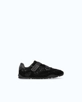 Suede and sequin sneakers with hook-and-loop fastening - Black | Pinko