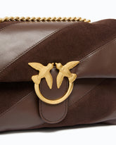 Medium Love Bag Puff Classic nappa and suede shoulder bag with quilting - Brown | Pinko