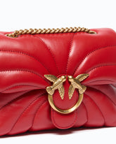 Small Love Puff crossbody bag in butterfly-quilted nappa leather - Red | Pinko