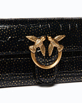 Love Bag One Wallet small crossbody wallet in crocodile-print leather with polka dots - Black | Pinko
