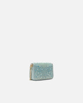 PINKO Galleria Micro Love Bag Click fully rhinestoned clutch in microfibre -  | Pinko