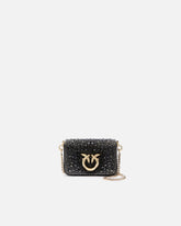 PINKO Galleria Micro Love Bag Click fully rhinestoned clutch in microfibre -  | Pinko