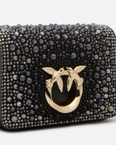 PINKO Galleria Micro Love Bag Click fully rhinestoned clutch in microfibre -  | Pinko