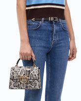 Δερμάτινη τσάντα χειρός Mini Love Bag Top Handle Light με στάμπα πύθωνα - Πολύχρωμο Γκρι-Μαύρο | Pinko