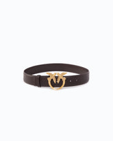 4 cm leather belt with Love Birds buckle - Brown | Pinko