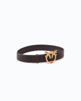 4 cm leather belt with Love Birds buckle - Brown | Pinko