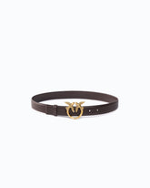 Ceinture en cuir de 3 cm avec boucle Love Birds - Marron | Pinko