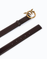 Ceinture en cuir de 3 cm avec boucle Love Birds - Marron | Pinko