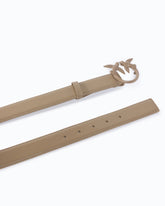 Ledergürtel mit matter Love Birds-Schnalle - Beige | Pinko