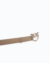 Ledergürtel mit matter Love Birds-Schnalle - Beige | Pinko