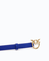 Gürtel aus Veloursleder mit Schnalle Love Birds, 2 cm breit - Dunkelblau | Pinko