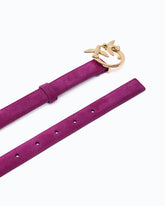 Suede belt with Love Birds buckle, 2 cm - Pink | Pinko