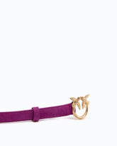 Suede belt with Love Birds buckle, 2 cm - Pink | Pinko