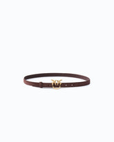 Suede belt with Love Birds buckle, 2 cm - Dark Red | Pinko