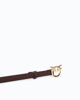 Suede belt with Love Birds buckle, 2 cm - Dark Red | Pinko