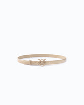2 cm breiter Ledergürtel mit matter Love Birds-Schnalle - Beige | Pinko