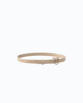 2 cm breiter Ledergürtel mit matter Love Birds-Schnalle - Beige | Pinko