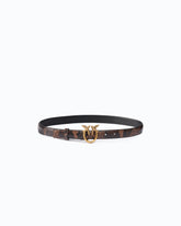 Python-print belt with Love Birds buckle, 2 cm - Multicolor Brown-Black | Pinko