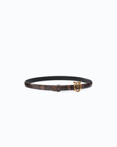 Python-print belt with Love Birds buckle, 2 cm - Multicolor Brown-Black | Pinko