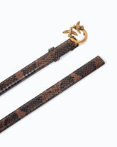 Python-print belt with Love Birds buckle, 2 cm - Multicolor Brown-Black | Pinko