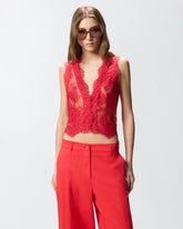 Weste aus floraler Valenciennes-Spitze -  | Pinko