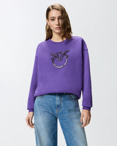 Sweat-shirt à col rond avec broderie bijou Love Birds -  | Pinko