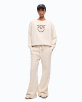 Bluza z biżuteryjnym logo Love Birds - Beżowy | Pinko