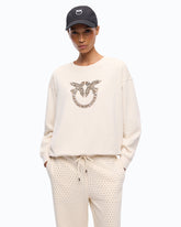 Bluza z biżuteryjnym logo Love Birds - Beżowy | Pinko