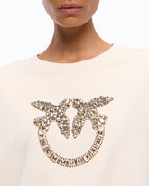 Bluza z biżuteryjnym logo Love Birds - Beżowy | Pinko