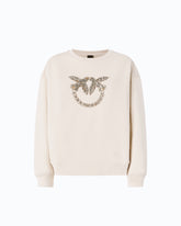 Bluza z biżuteryjnym logo Love Birds - Beżowy | Pinko