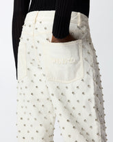 Jeans wide leg con motivo a rombi e strass -  | Pinko