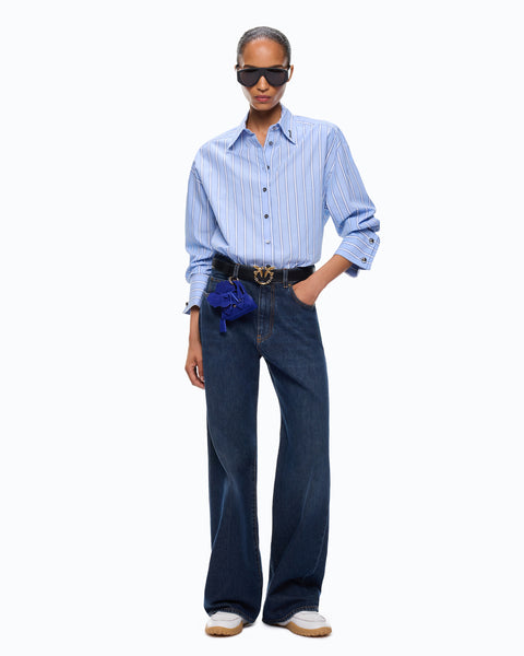 Jeans wide leg con piega stirata