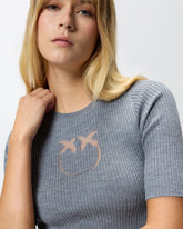 Maglia mezze maniche con logo in lana -  | Pinko