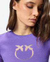 Maglia mezze maniche con logo in lana -  | Pinko