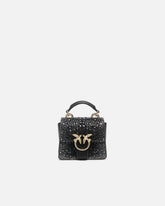 PINKO Galleria Micro Love Bag Top Handle Light fully rhinestoned handbag in microfibre -  | Pinko