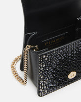 PINKO Galleria Micro Love Bag Top Handle Light fully rhinestoned handbag in microfibre -  | Pinko