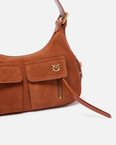 Borsa a spalla media Cargo in suede con tasche -  | Pinko