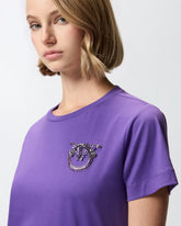 T-shirt con ricamo logo Love Birds in cristalli -  | Pinko