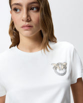 T-shirt con ricamo logo Love Birds in cristalli -  | Pinko