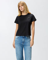 T-shirt con ricamo logo Love Birds in cristalli -  | Pinko