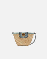 Small bucket bag in woven raffia and leather -  | Pinko