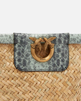 Small bucket bag in woven raffia and leather -  | Pinko