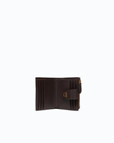 Cartera pequeña de piel lisa con logotipo - Marrón | Pinko