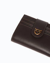 Cartera pequeña de piel lisa con logotipo - Marrón | Pinko