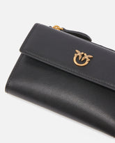 Piccolo portafoglio compatto in pelle liscia con logo -  | Pinko