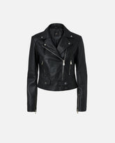 Giacca biker corta in nappa con zip -  | Pinko