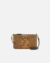 Bustina piccola a tracolla in suede leopardato -  | Pinko