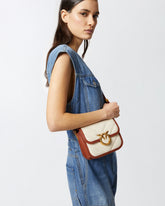 Borsa a spalla piccola squadrata Love Bag in canvas e pelle -  | Pinko